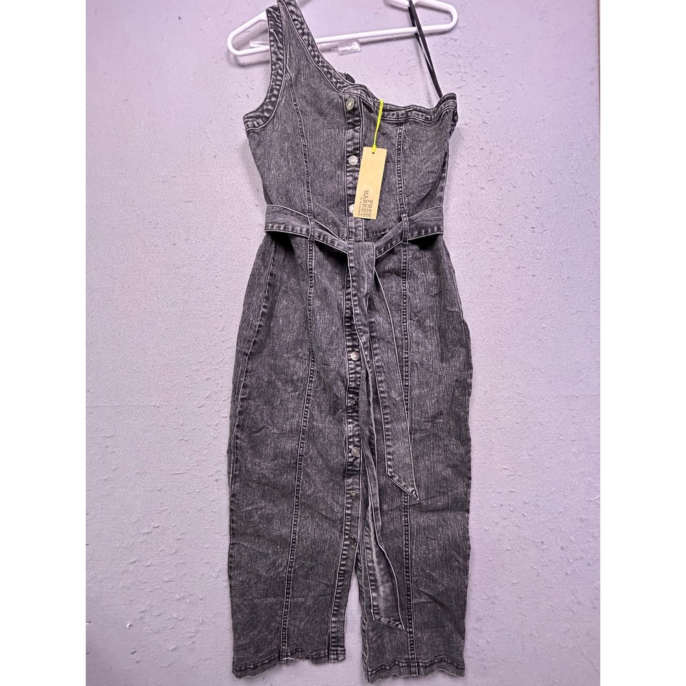 Free Market Dress Denim Washed Black Large Womens
